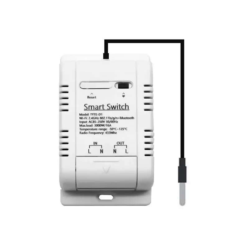 Smart Life Tuya Zigbee 1CH 20A 3800W Switch w/ Temperature Probe Sensor w/ Power Monitor & RF433Mhz