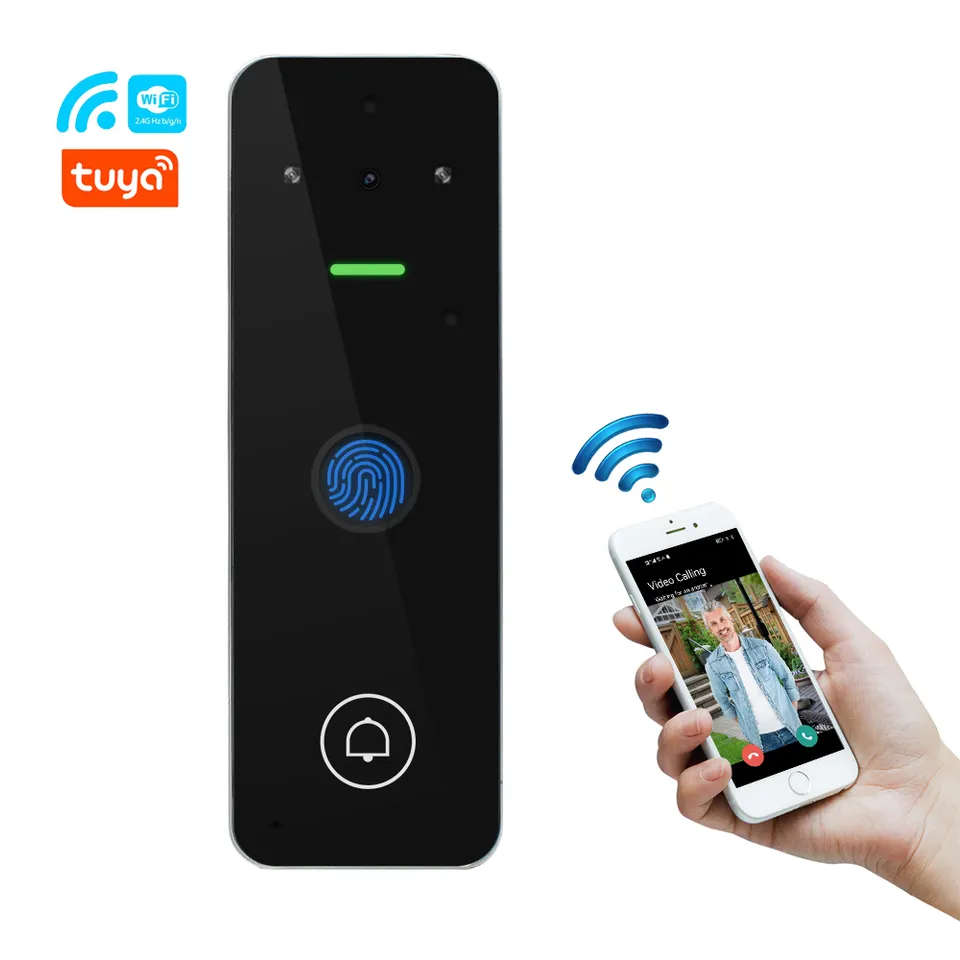 Smart Life Tuya WIFI Waterproof 12V Video Doorbell Access Control Fingerprint Card Door Gate VC4F