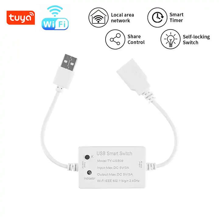 Smart Life Tuya WIFI 1CH USB A 5V 3A 15W Max Switch
