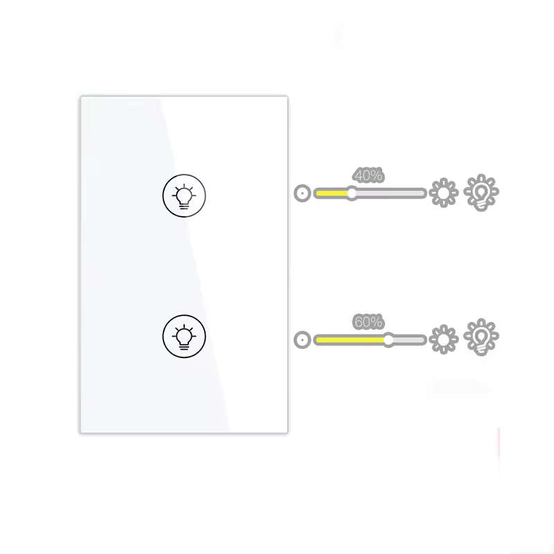 Smart Life Tuya WIFI 2CH Dimmer Light Switch | Live & Neutral Wire | White