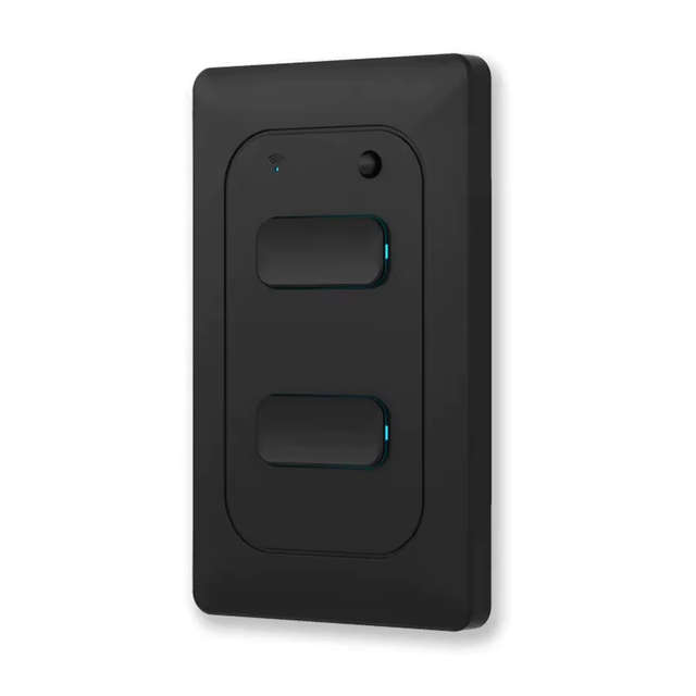 Smart Life Tuya WIFI 2CH LED Light Button Switch | Live & Neutral / Live & No Neutral Wire | Black