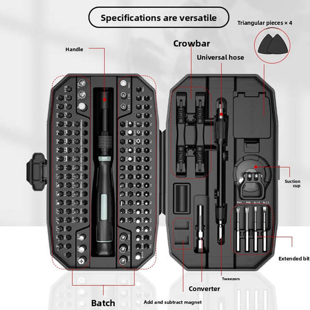 152 in 1 Precision Screwdriver Set w/ 140 Magnetic Bits Tool Kit w/ Carry Case | Red