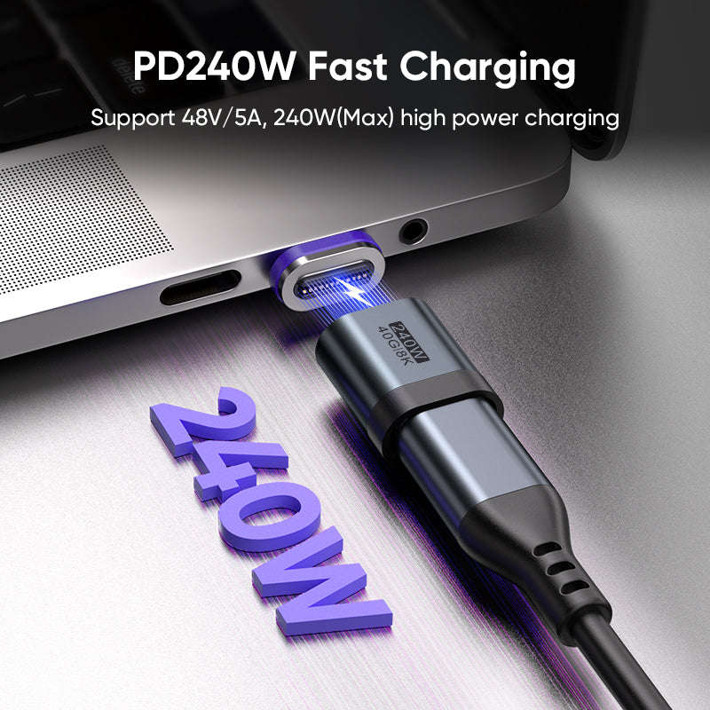 USB-C to USB-C Magnetic Adaptor | USB4 40Gbps 8K | 240W 48V 5A | Data Transfer Fast Charging