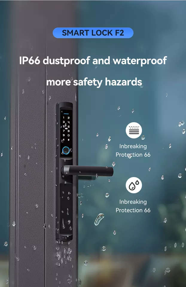 Smart Life Tuya Zigbee Door Handle Fingerprint Keypad Card Lock | F2 | Waterproof | Silver