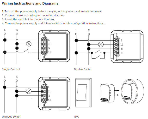 Smart Life Tuya WIFI 1CH 150W LED Light Dimmer Mini Switch