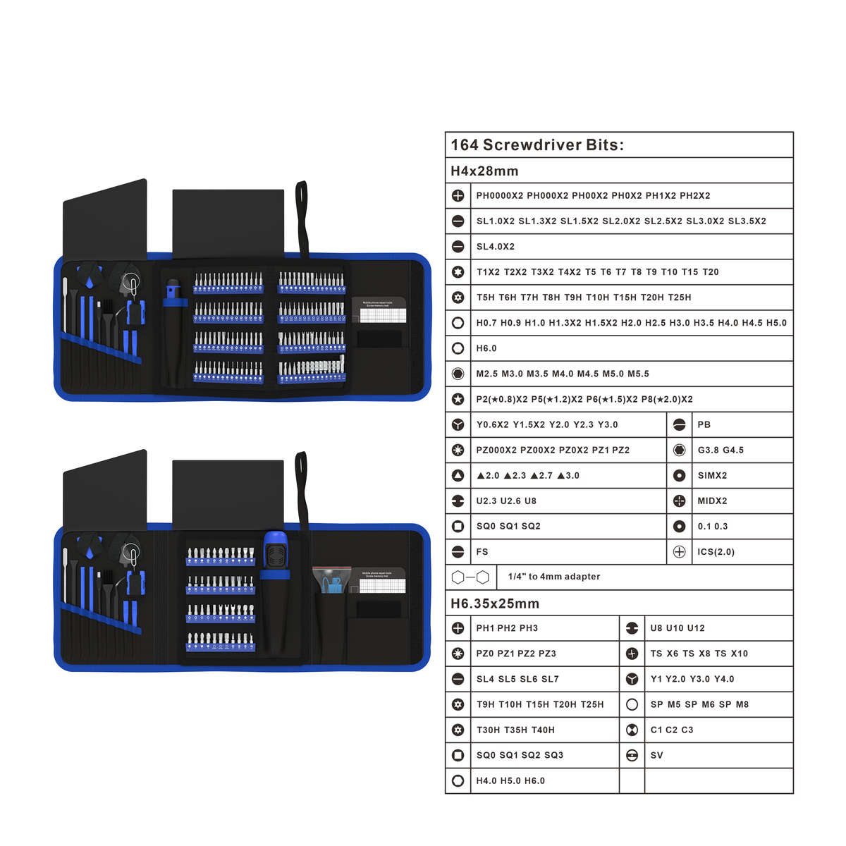 191 in 1 Precision Screwdriver Set w/ 164 Magnetic Bits Tool Kit w/ Carry Case | Blue