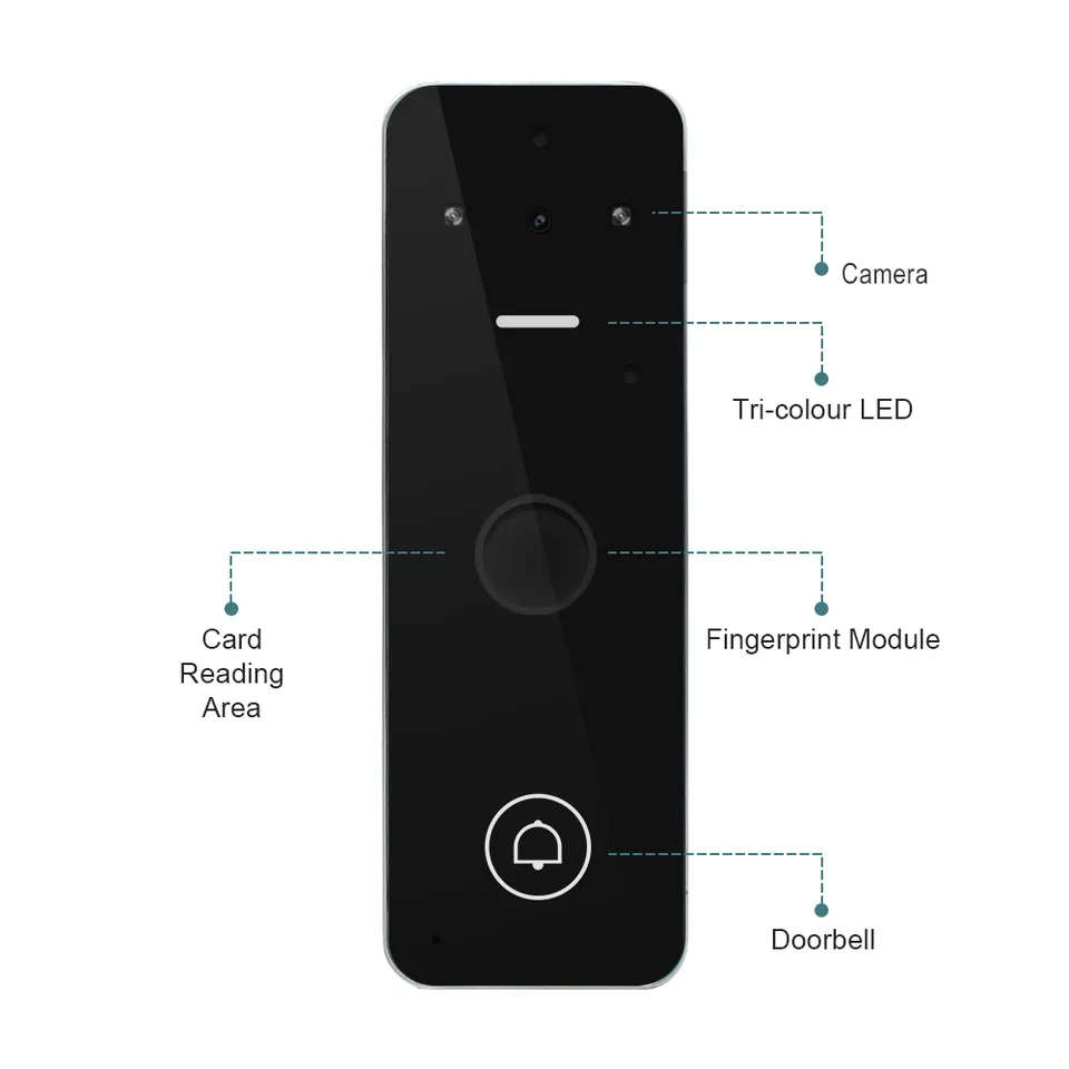 Smart Life Tuya WIFI Waterproof 12V Video Doorbell Access Control Fingerprint Card Door Gate VC4F