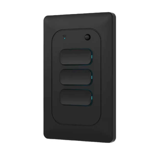 Smart Life Tuya WIFI 3CH LED Light Button Switch | Live & Neutral / Live & No Neutral Wire | Black