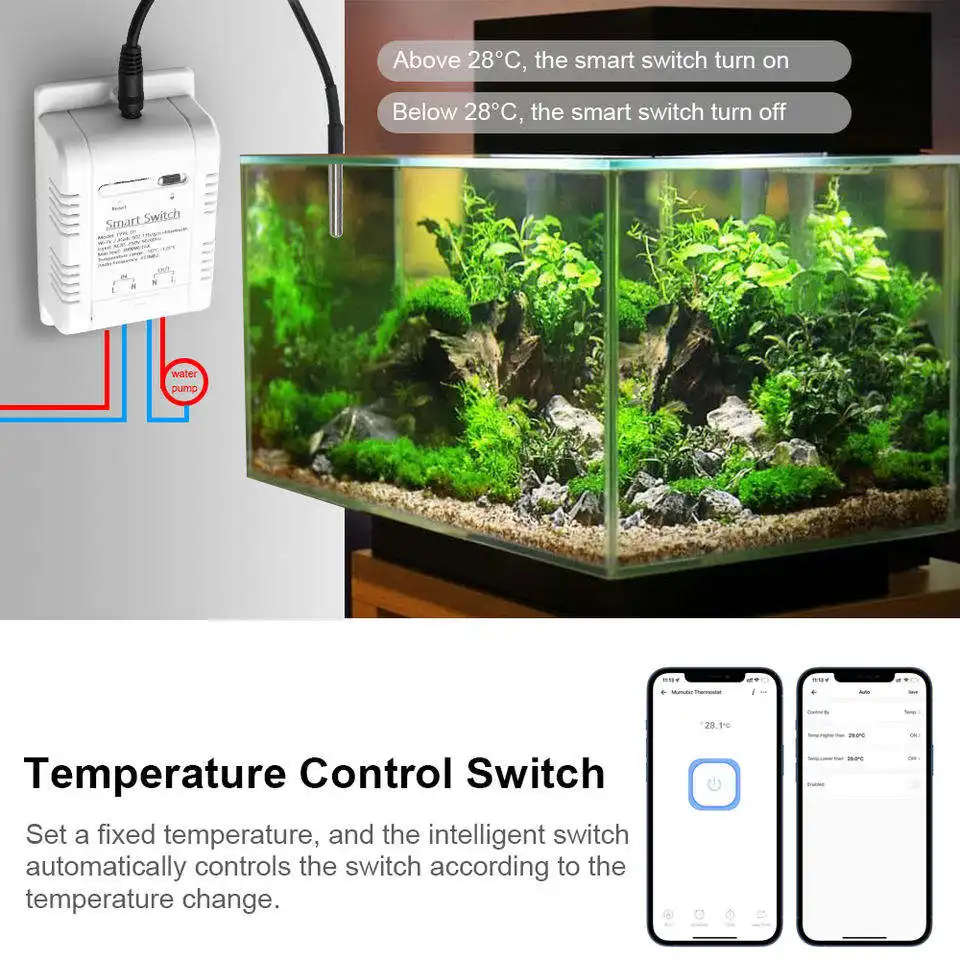 Smart Life Tuya Zigbee 1CH 20A 3800W Switch w/ Temperature Probe Sensor w/ Power Monitor & RF433Mhz