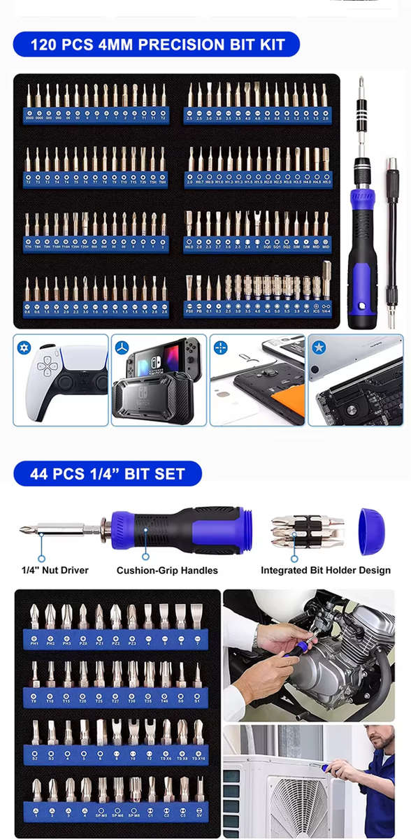 191 in 1 Precision Screwdriver Set w/ 164 Magnetic Bits Tool Kit w/ Carry Case | Blue