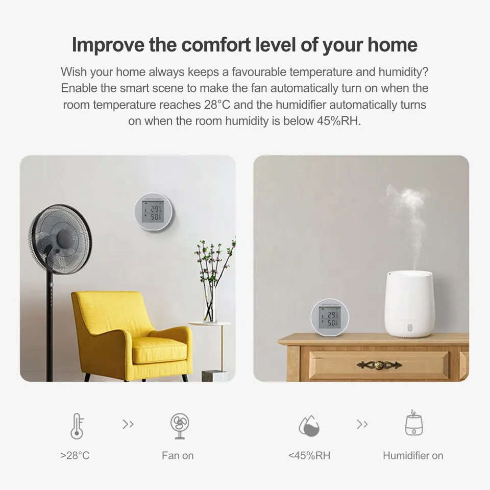 Smart Life Tuya WIFI Temperature Humidity Sensor w/ LCD Display | 3V / 5V