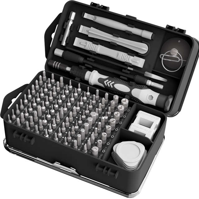 117 in 1 Precision Screwdriver Set w/ 98 Magnetic Bits Tool Kit w/ Carry Case | Grey
