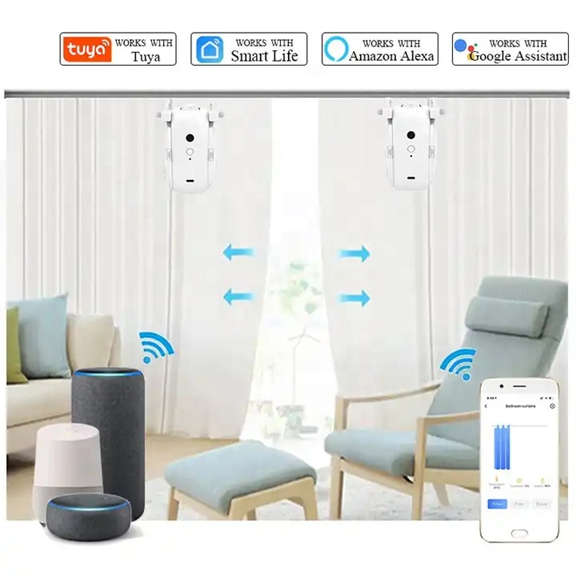 Smart Life Tuya Zigbee Curtain Robot Motor for Roman Pole T-Rail U-Rail w/ Remote (Single Opening)