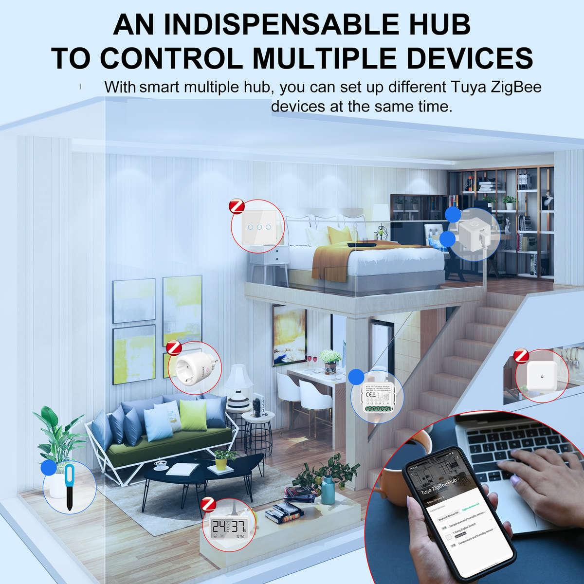 Smart Life Tuya Zigbee to LAN Hub Gateway | 20dB Antenna | 5V | Wired