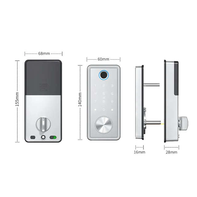 Smart Life Tuya WIFI Access Control Fingerprint Keypad Card Door Lock T1 (Silver)