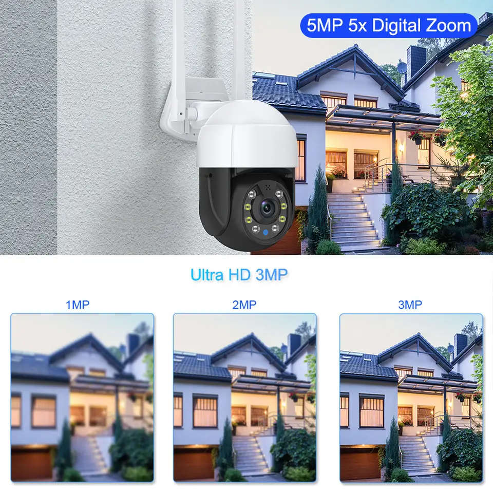 Smart Life Tuya WIFI Waterproof Outdoor 5MP HD PTZ CCTV Camera w/ 2 way audio