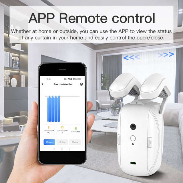 Smart Life Tuya Zigbee Curtain Robot Motor for Roman Pole T-Rail U-Rail w/ Remote (Double Opening)