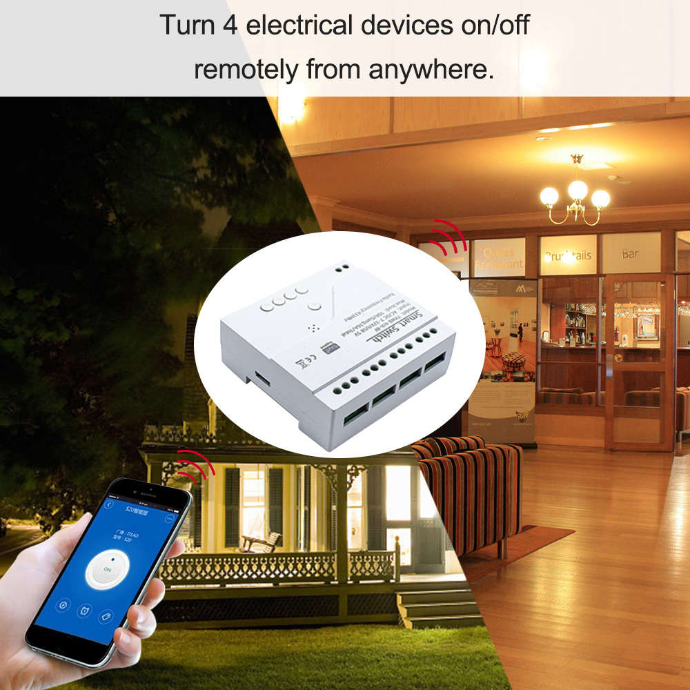 Smart Life Tuya Zigbee 4CH 5V or 7-32V Door Gate Garage Opener Inching Relay Module with RF433Mhz