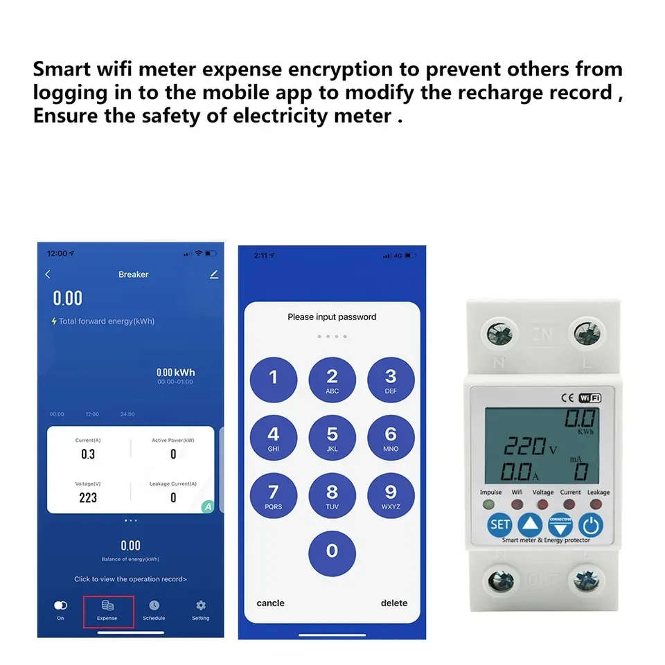 Smart Life Tuya WIFI 63A 240V Switch with Power Consumption Energy Monitoring Prepaid Meter