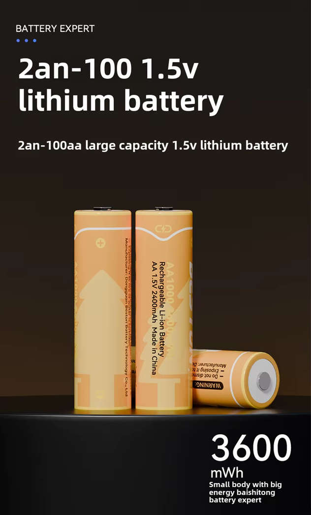 BESTON AA Rechargeable Lithium-ion Battery | 14500 | 1.5V | 2400mAh | 4 Pack