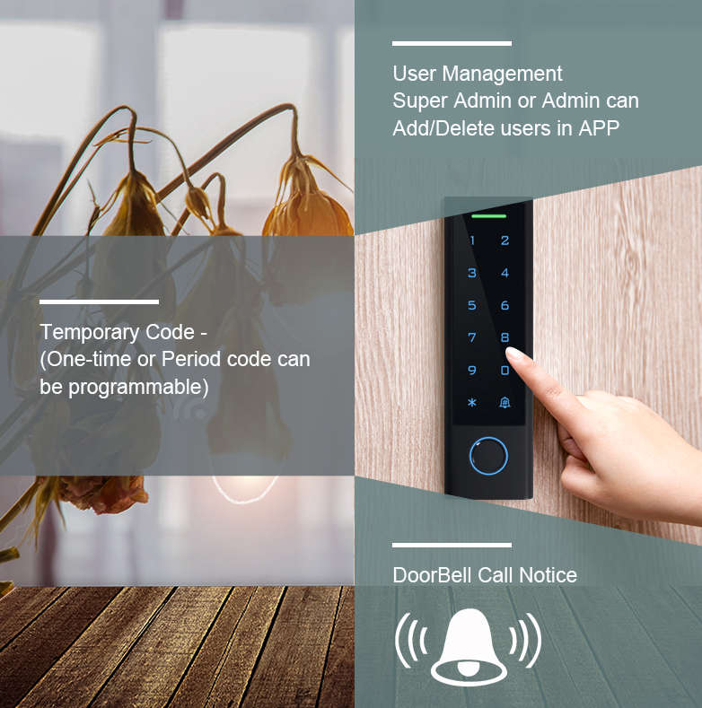 Smart Life Tuya WIFI Waterproof 12V Access Control Fingerprint Keypad Card Doorbell Gate Garage CF3