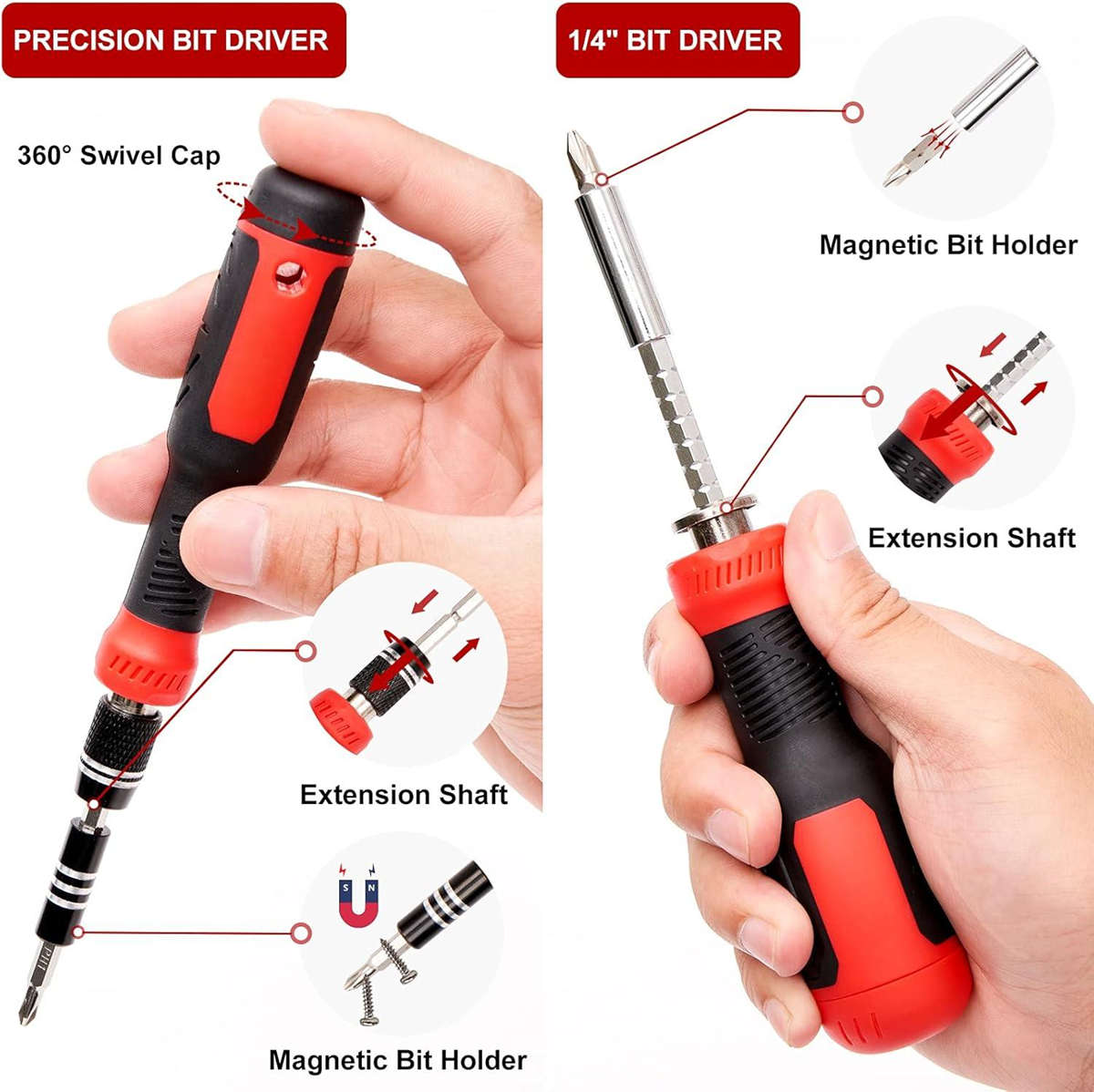 191 in 1 Precision Screwdriver Set w/ 164 Magnetic Bits Tool Kit w/ Carry Case | Red