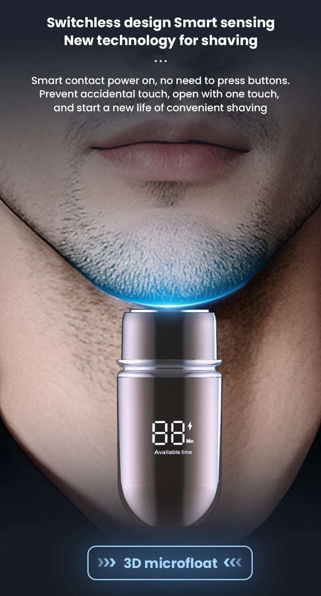 Portable Waterproof Electric Shaver Mini Razor for Wet & Dry Use | 5V Rechargeable (Silver)