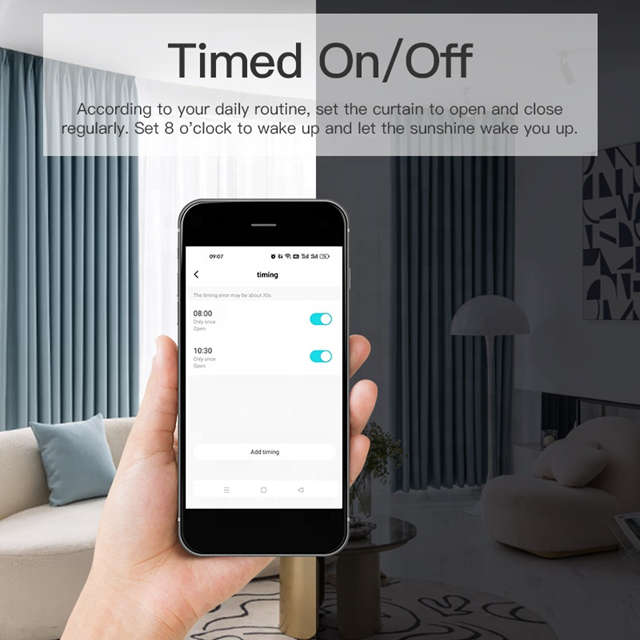 Smart Life Tuya Zigbee Curtain Robot Motor for Roman Pole T-Rail U-Rail w/ Remote (Double Opening)