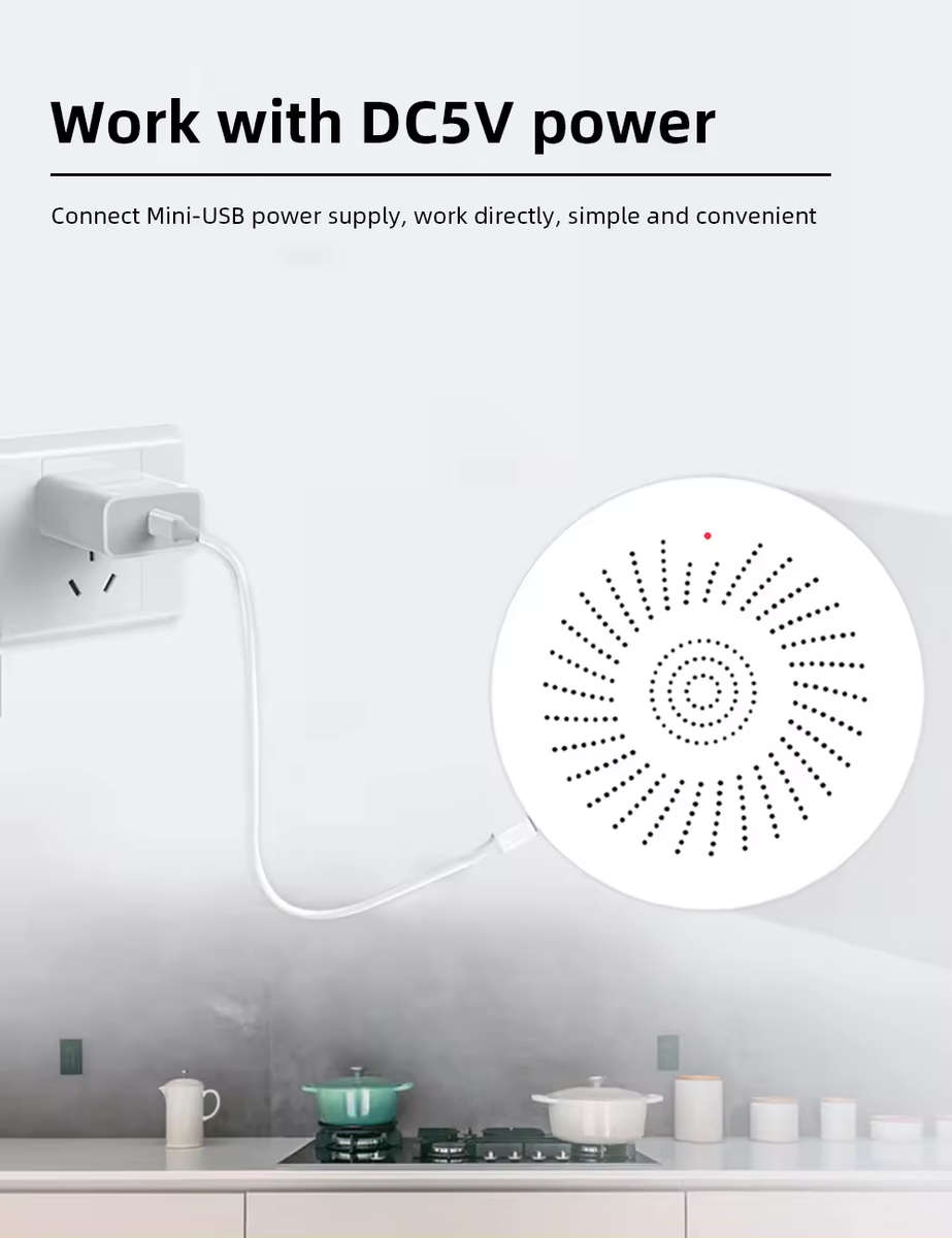 Smart Life Tuya WIFI Gas Detector Sensor w/ 80db Alarm Sound Speaker | 5V