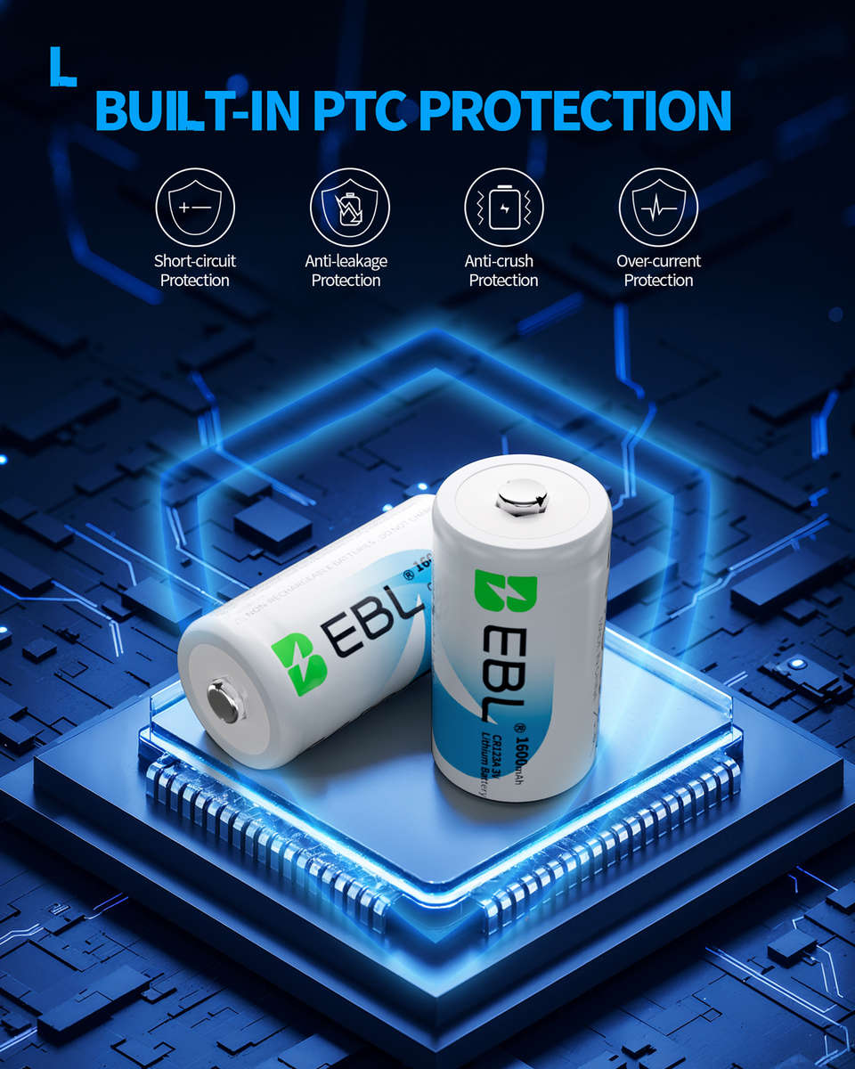 EBL CR123A Lithium Batteries  3V 1600mAh HighPower Disposable Cells (4Pack)