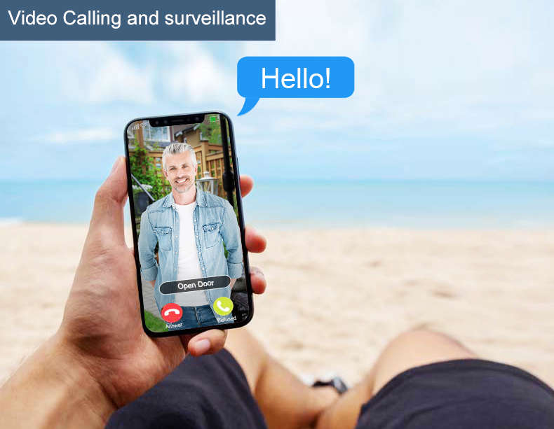 Smart Life Tuya WIFI Waterproof 12V Video Doorbell Access Control Fingerprint Card Door Gate VC4F