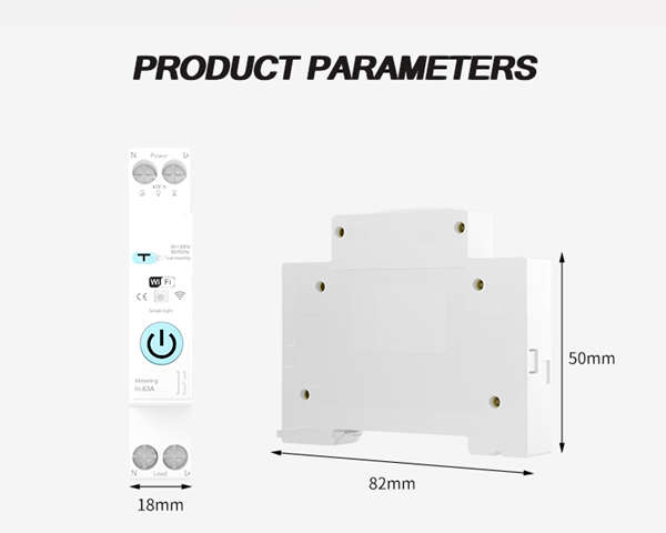 Smart Life Tuya WIFI 1P w/ Neutral & Leakage | 240V 63A 13800W 13.8KW w/ Power Monitor