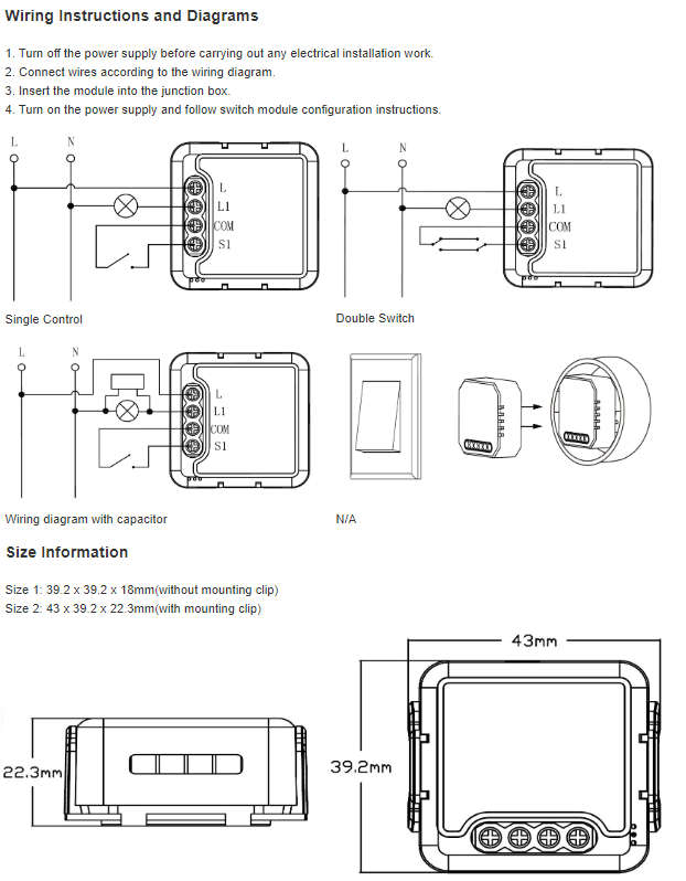 Smart Life Tuya Zigbee 1CH 10-100W LED Light No Neutral Mini Switch