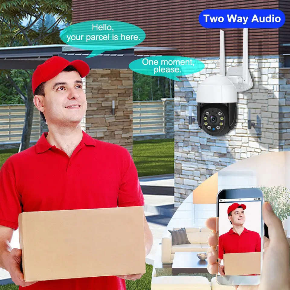 Smart Life Tuya WIFI Waterproof Outdoor 5MP HD PTZ CCTV Camera w/ 2 way audio