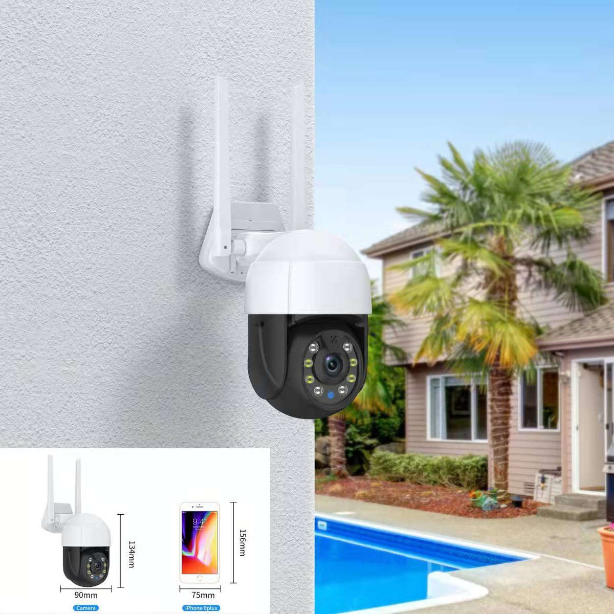 Smart Life Tuya WIFI Waterproof Outdoor 5MP HD PTZ CCTV Camera w/ 2 way audio