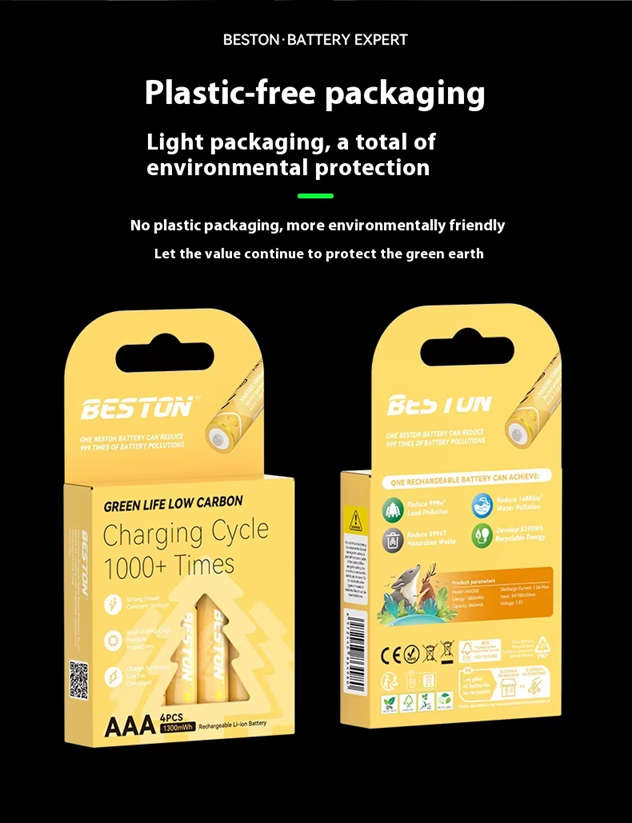 BESTON AAA Rechargeable Lithium-ion Battery | 10440 | 1.5V | 860mAh | 4 Pack