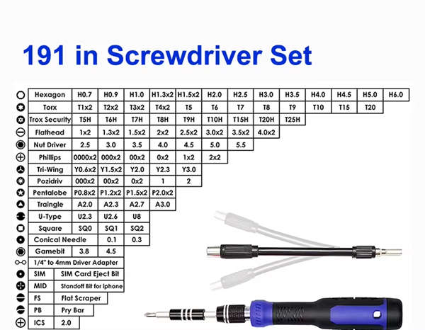191 in 1 Precision Screwdriver Set w/ 164 Magnetic Bits Tool Kit w/ Carry Case | Blue