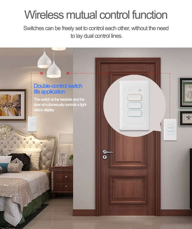 Smart Life Tuya WIFI 3CH LED Light Button Switch | Live & Neutral / Live & No Neutral Wire | Black