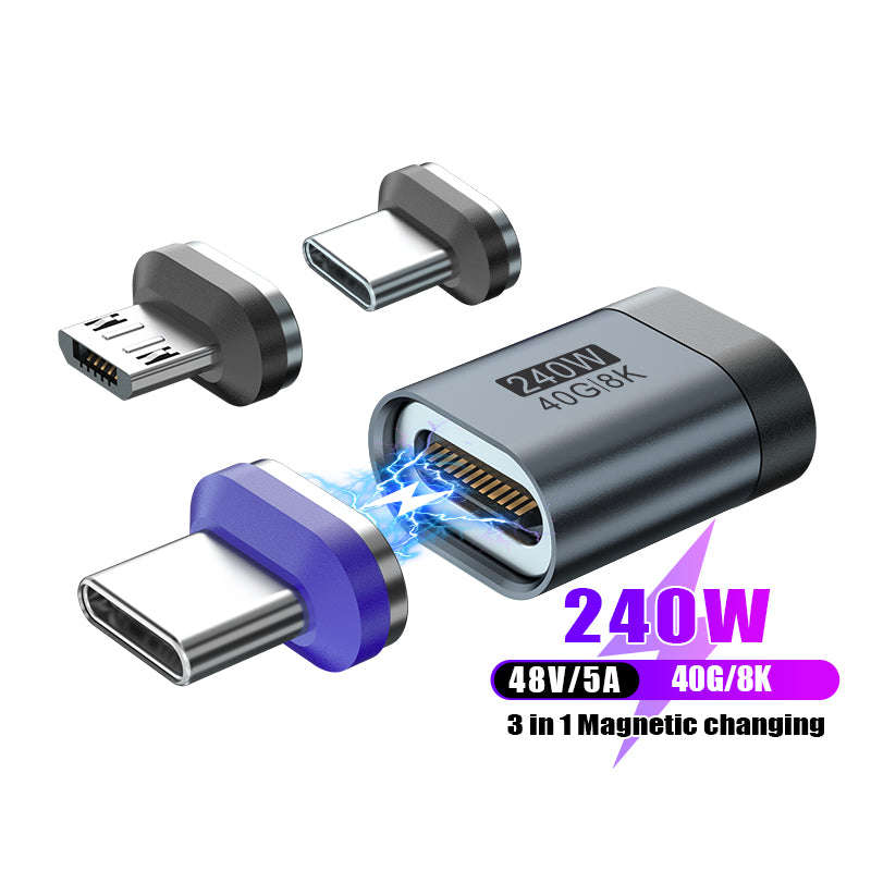 USB-C to USB-C Magnetic Adaptor | USB4 40Gbps 8K | 240W 48V 5A | Data Transfer Fast Charging