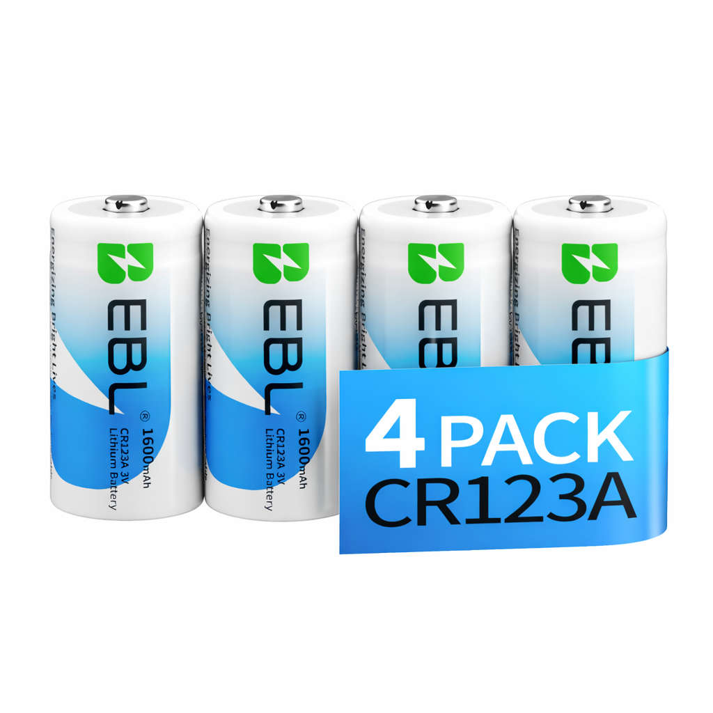 EBL CR123A Lithium Batteries  3V 1600mAh HighPower Disposable Cells (4Pack)