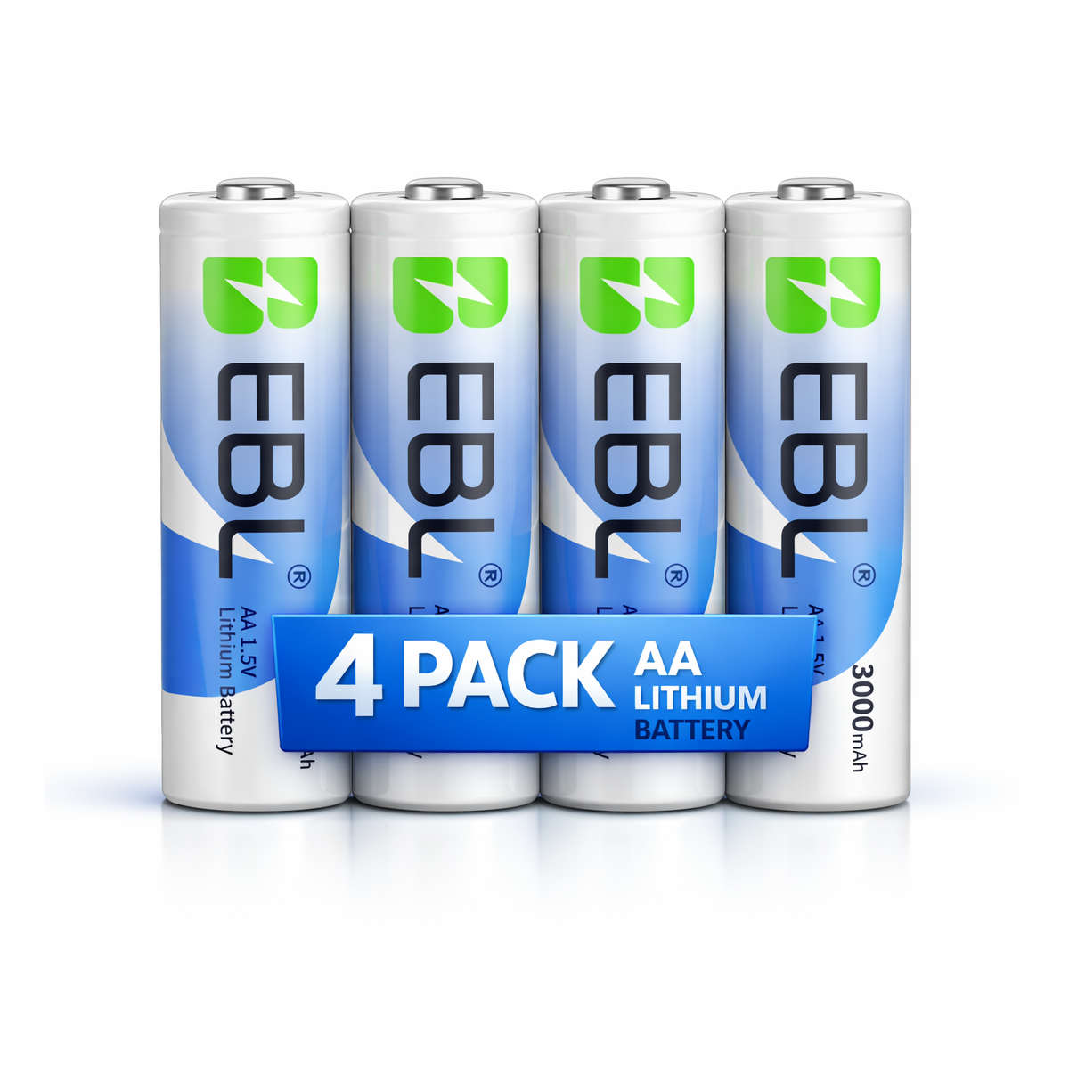 EBL AA Lithium Batteries  1.5V 3000mAh LongLife HighPerformance Cells (4Pack)