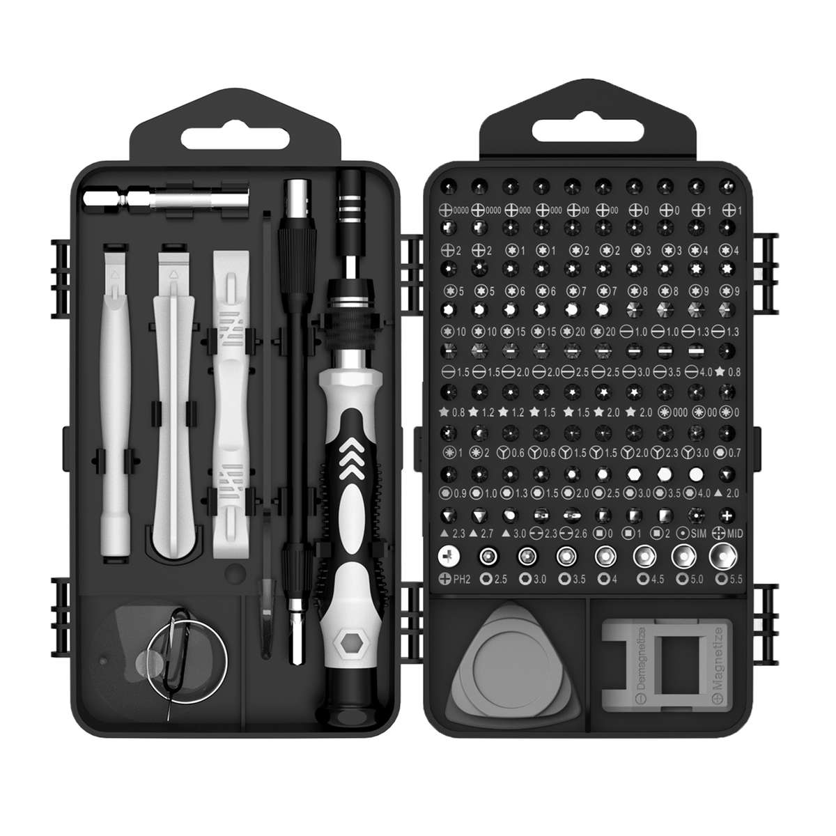 117 in 1 Precision Screwdriver Set w/ 98 Magnetic Bits Tool Kit w/ Carry Case | Grey