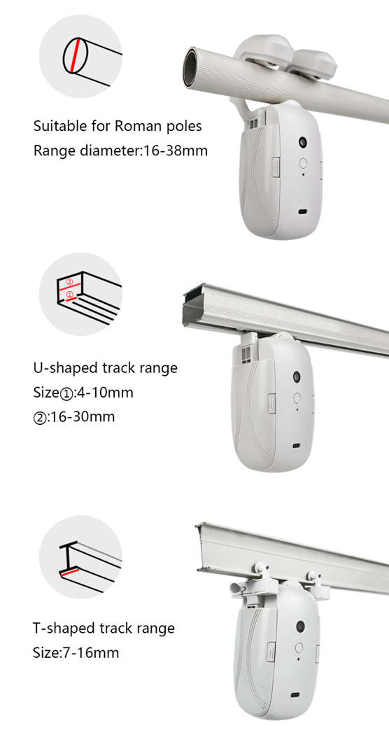 Smart Life Tuya Zigbee Curtain Robot Motor for Roman Pole T-Rail U-Rail w/ Remote (Double Opening)