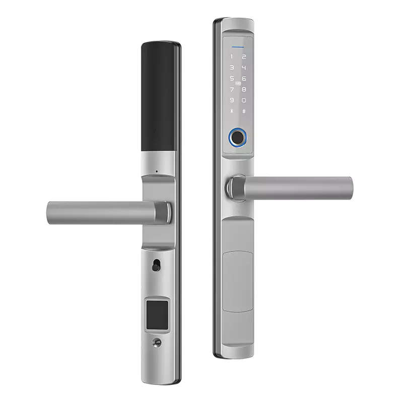 Smart Life Tuya Zigbee Door Handle Fingerprint Keypad Card Lock | F2 | Waterproof | Silver