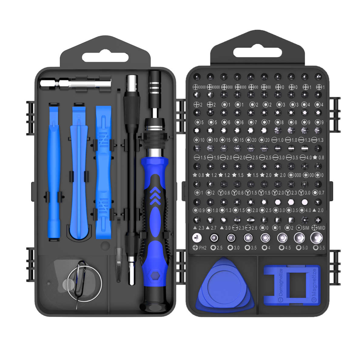 117 in 1 Precision Screwdriver Set w/ 98 Magnetic Bits Tool Kit w/ Carry Case | Blue