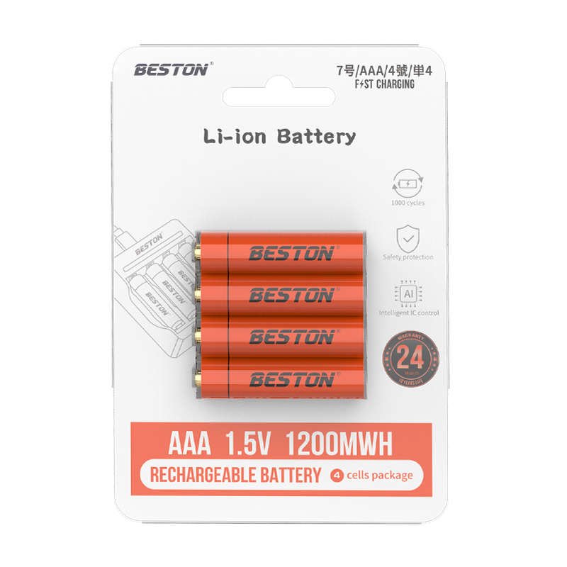 BESTON AAA Rechargeable Lithium Battery | 10380 | 1.5V | 800mAh | 4 Pack