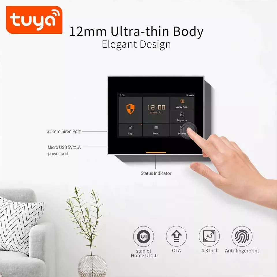 Smart Life Tuya WIFI 4G SIM Card 5 inch Touch Screen Alarm System | H502 | 5V w/ Backup Battery