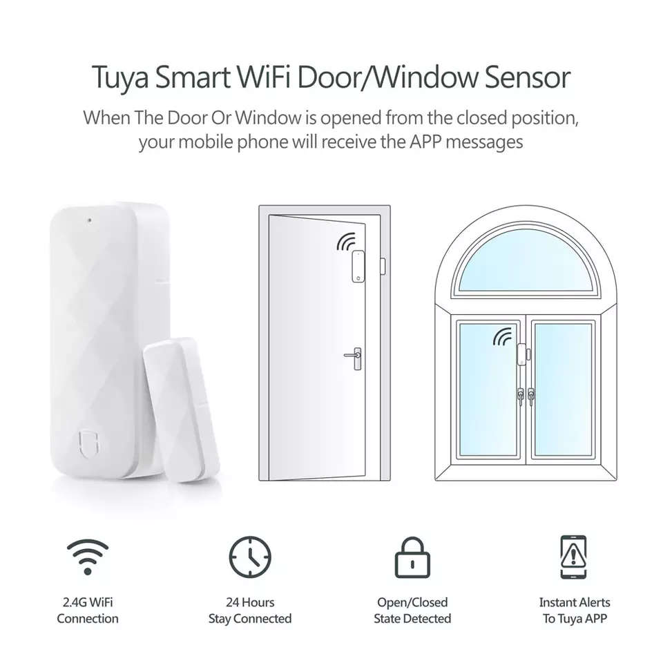 WIFI Control Smart Life Tuya Wireless Door Window with Vibration Sensor