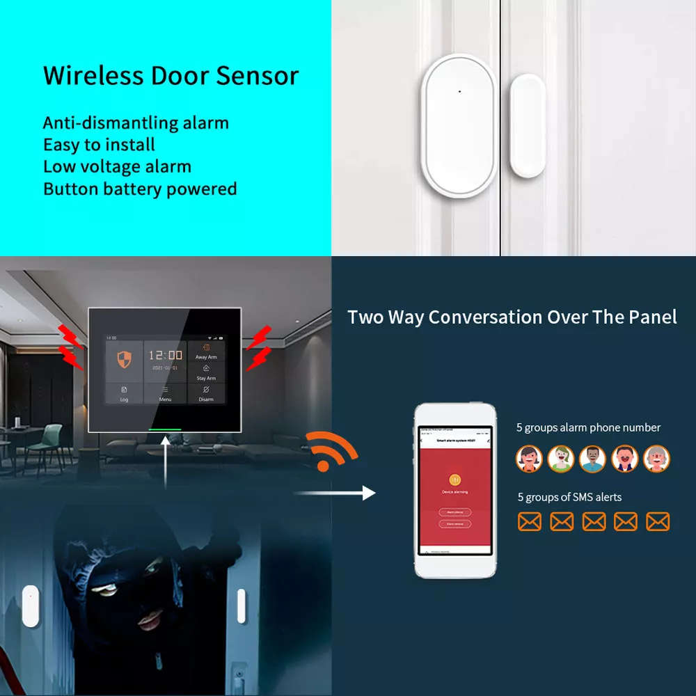 Smart Life Tuya WIFI 4G SIM Card 5 inch Touch Screen Alarm System | H502 | 5V w/ Backup Battery
