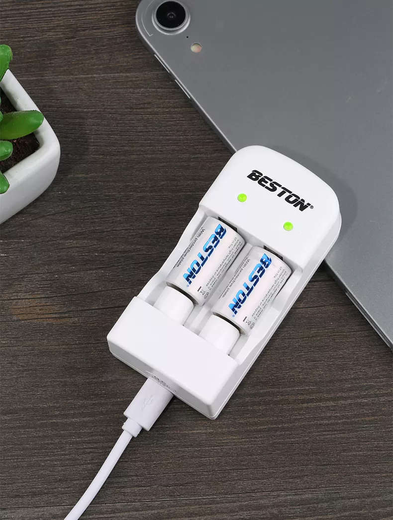 BESTON CR2 Rechargeable Lithium Battery | 15270 | 3V | 300mAh | 2 Pack with Battery Charger